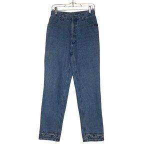 Vintage Rockies 90’s Medium Wash Embroidered Mom Style Jeans Size 12 Cowgirl